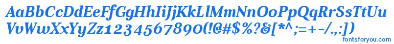 フォントAverBoldItalic – 白い背景に青い文字