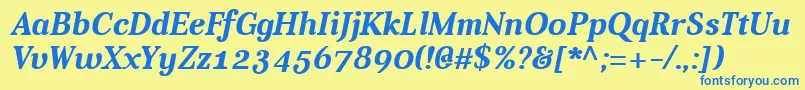 Шрифт AverBoldItalic – синие шрифты на жёлтом фоне