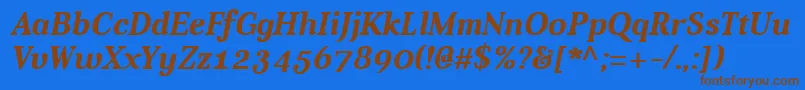 AverBoldItalic-fontti – ruskeat fontit sinisellä taustalla