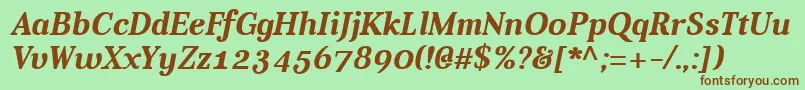 AverBoldItalic Font – Brown Fonts on Green Background