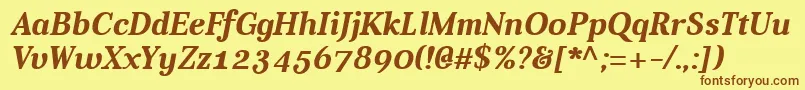 フォントAverBoldItalic – 茶色の文字が黄色の背景にあります。