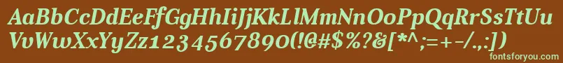 AverBoldItalic-fontti – vihreät fontit ruskealla taustalla