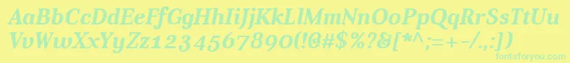 AverBoldItalic Font – Green Fonts on Yellow Background