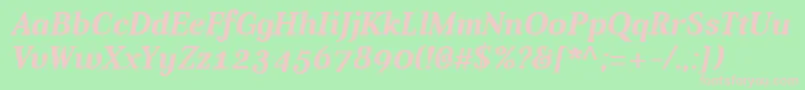 Шрифт AverBoldItalic – розовые шрифты на зелёном фоне