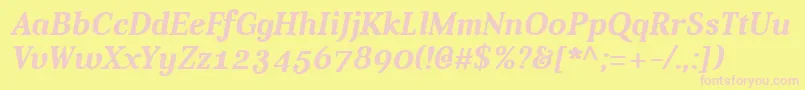 AverBoldItalic-fontti – vaaleanpunaiset fontit keltaisella taustalla