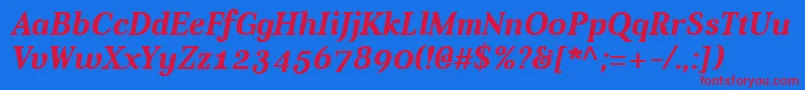 フォントAverBoldItalic – 赤い文字の青い背景