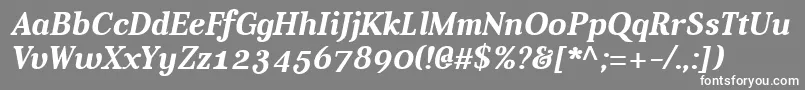 AverBoldItalic-fontti – valkoiset fontit harmaalla taustalla