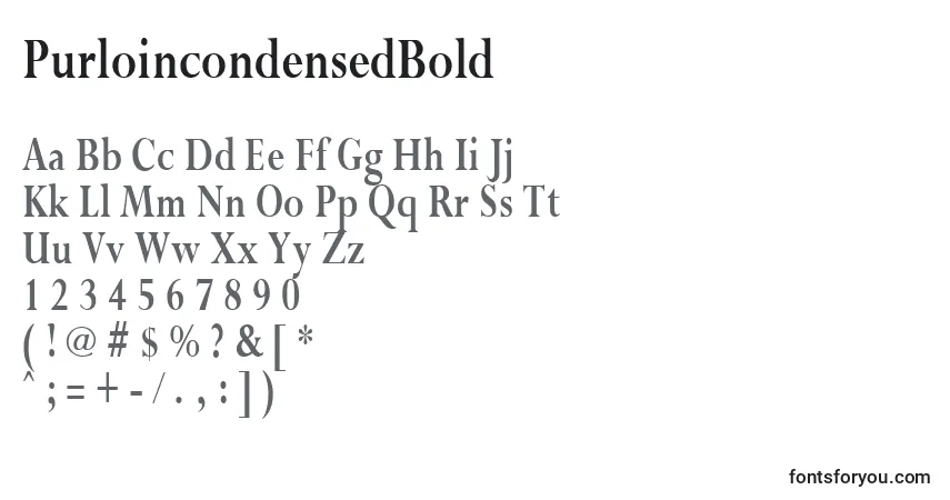 A fonte PurloincondensedBold – alfabeto, números, caracteres especiais