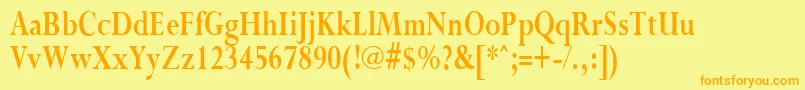 PurloincondensedBold-Schriftart – Orangefarbene Schriften auf gelbem Hintergrund