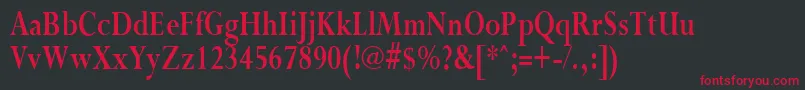 フォントPurloincondensedBold – 黒い背景に赤い文字