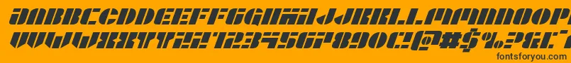 Fonte Leaguewarsexpandital – fontes pretas em um fundo laranja
