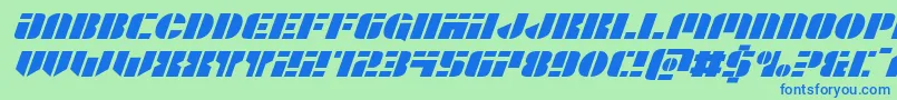 Leaguewarsexpandital Font – Blue Fonts on Green Background
