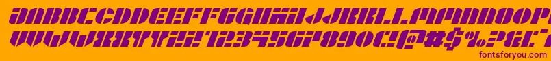 Шрифт Leaguewarsexpandital – фиолетовые шрифты на оранжевом фоне