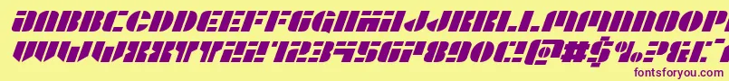 Leaguewarsexpandital Font – Purple Fonts on Yellow Background