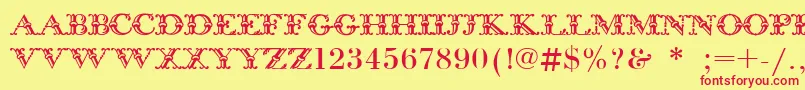 フォントBodoniInitials – 赤い文字の黄色い背景