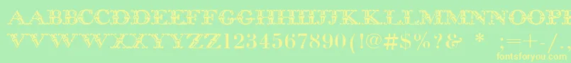 Fonte BodoniInitials – fontes amarelas em um fundo verde