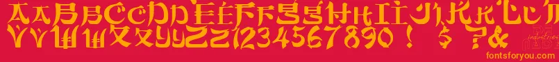 フォントSumdumgoiRegular – 赤い背景にオレンジの文字