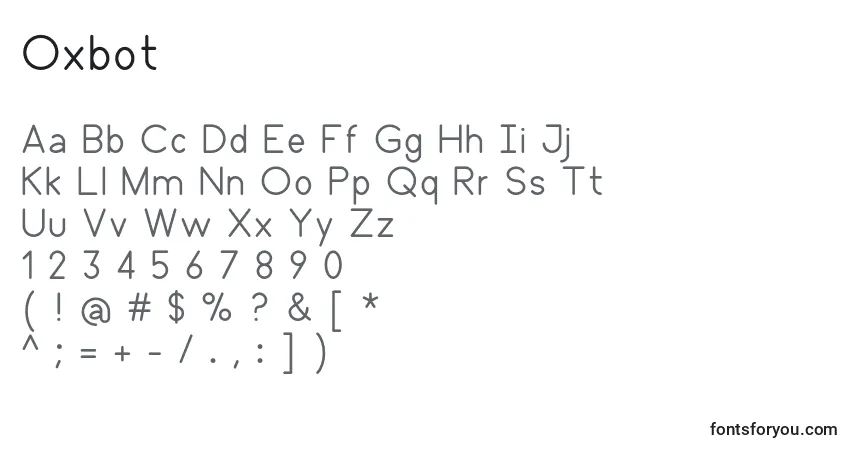 Czcionka Oxbot – alfabet, cyfry, specjalne znaki