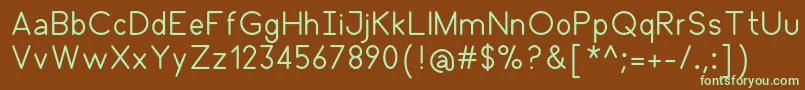 フォントOxbot – 緑色の文字が茶色の背景にあります。