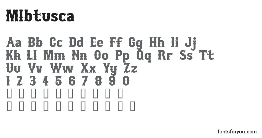 Mlbtusca-fontti – aakkoset, numerot, erikoismerkit