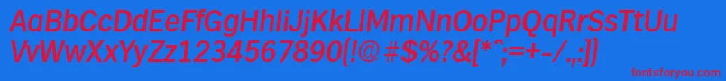 HamburgMediumita Font – Red Fonts on Blue Background