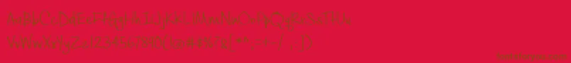 BmdCashewAppleAle-Schriftart – Braune Schriften auf rotem Hintergrund