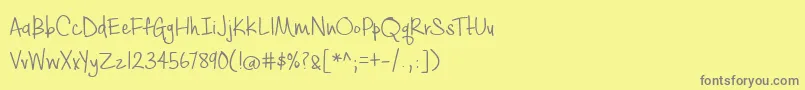 BmdCashewAppleAle-fontti – harmaat kirjasimet keltaisella taustalla