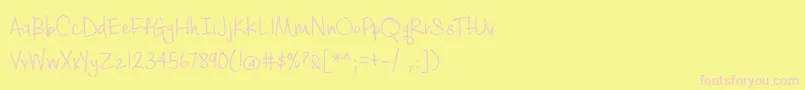 BmdCashewAppleAle-fontti – vaaleanpunaiset fontit keltaisella taustalla