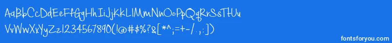 BmdCashewAppleAle-Schriftart – Weiße Schriften auf blauem Hintergrund