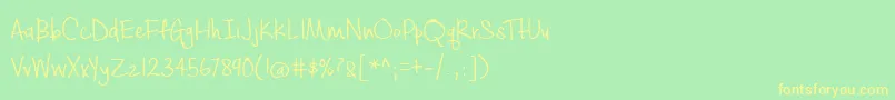 BmdCashewAppleAle-fontti – keltaiset fontit vihreällä taustalla