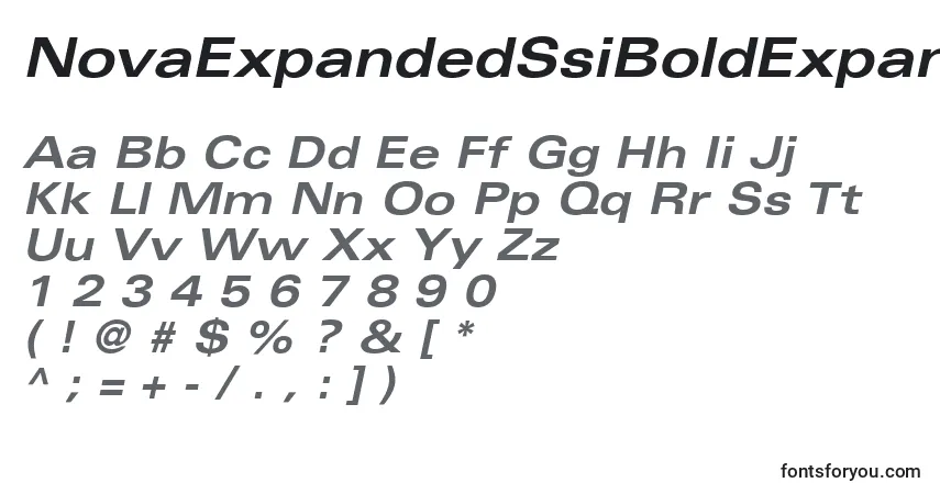 Schriftart NovaExpandedSsiBoldExpandedItalic – Alphabet, Zahlen, spezielle Symbole