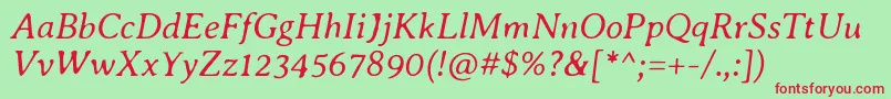 AveriaseriflibreLightitalic Font – Red Fonts on Green Background