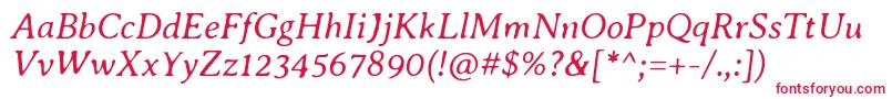 AveriaseriflibreLightitalic-fontti – punaiset fontit valkoisella taustalla