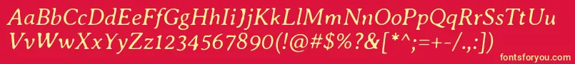 AveriaseriflibreLightitalic Font – Yellow Fonts on Red Background