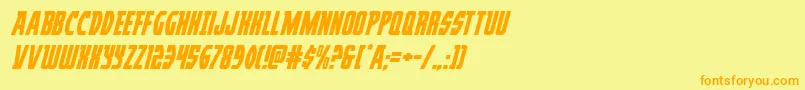 フォントProwlerital – オレンジの文字が黄色の背景にあります。