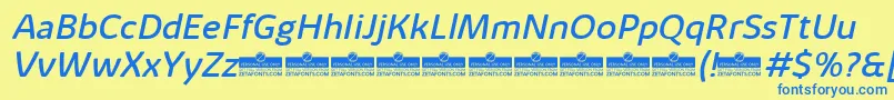 KabrioAlternateRegularItalicTrial Font – Blue Fonts on Yellow Background