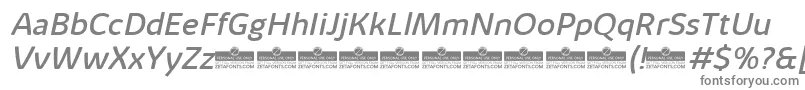 KabrioAlternateRegularItalicTrial-fontti – harmaat kirjasimet valkoisella taustalla