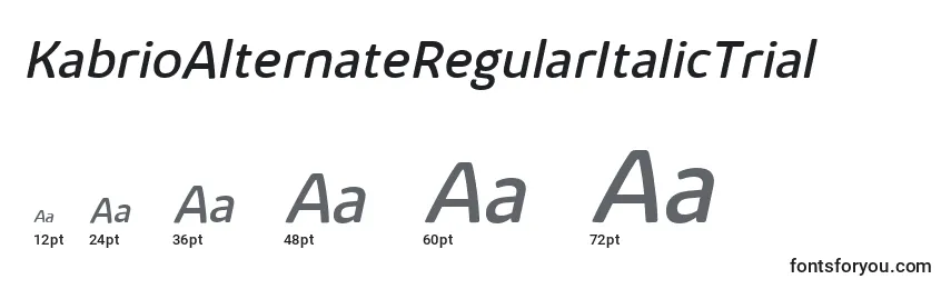 Размеры шрифта KabrioAlternateRegularItalicTrial