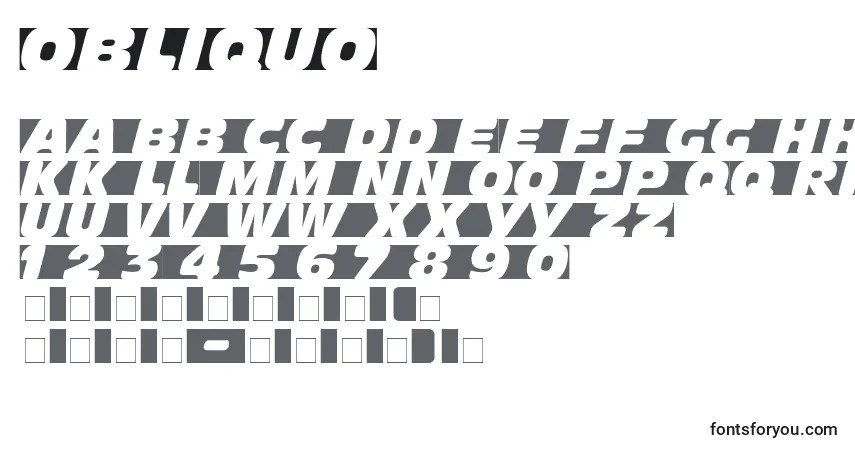 Czcionka Obliquo – alfabet, cyfry, specjalne znaki