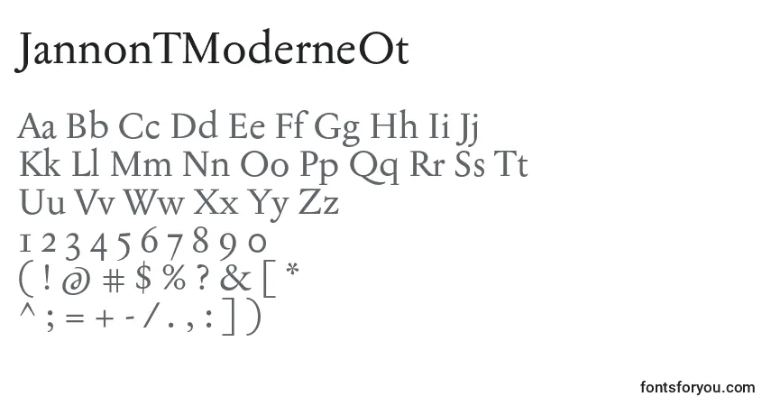 Czcionka JannonTModerneOt – alfabet, cyfry, specjalne znaki