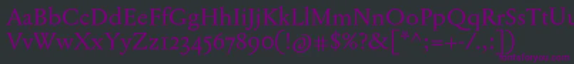 フォントJannonTModerneOt – 黒い背景に紫のフォント
