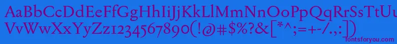 JannonTModerneOt Font – Purple Fonts on Blue Background