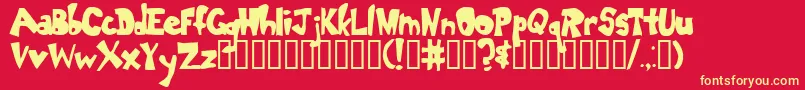 Dumbass-Schriftart – Gelbe Schriften auf rotem Hintergrund