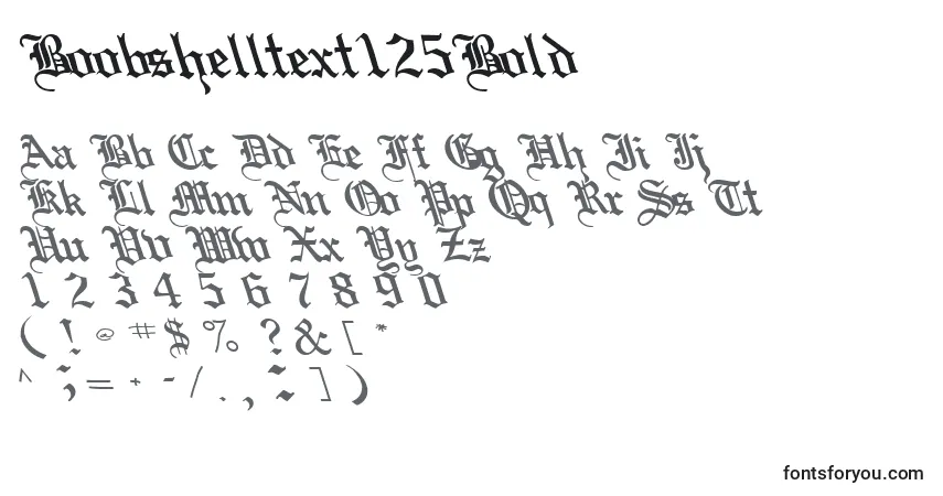 A fonte Boobshelltext125Bold – alfabeto, números, caracteres especiais