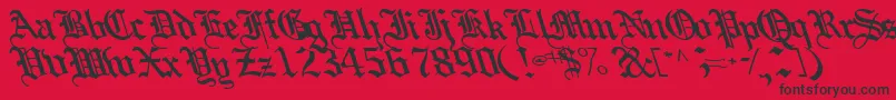 Boobshelltext125Bold-fontti – mustat fontit punaisella taustalla