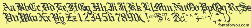 フォントBoobshelltext125Bold – 黒い文字の黄色い背景