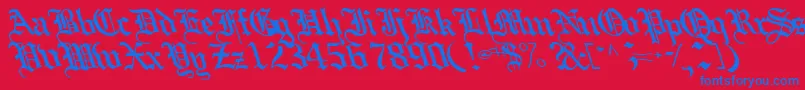 Boobshelltext125Bold-Schriftart – Blaue Schriften auf rotem Hintergrund