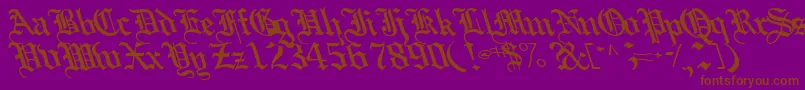 Boobshelltext125Bold-Schriftart – Braune Schriften auf violettem Hintergrund