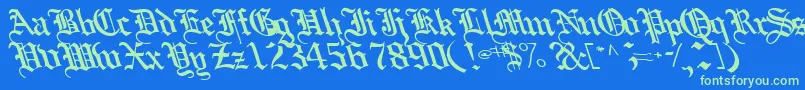 Boobshelltext125Bold-Schriftart – Grüne Schriften auf blauem Hintergrund