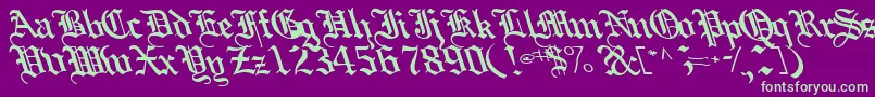 Boobshelltext125Bold-fontti – vihreät fontit violetilla taustalla